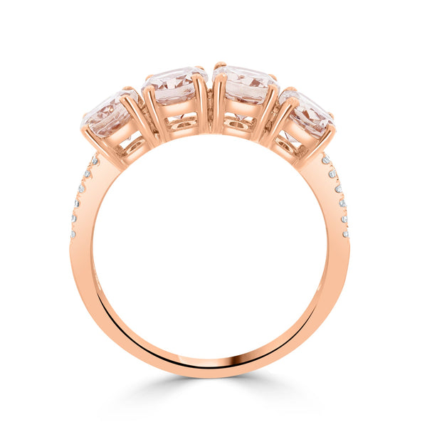 3.11 Morganite Rings with 0.14tct Diamond set in 14K Rose Gold