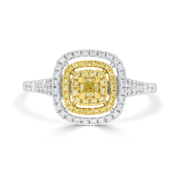 0.11tct Yellow Diamonds Rings With 0.52tct Diamonds Set In 18kt Two Tone Gold