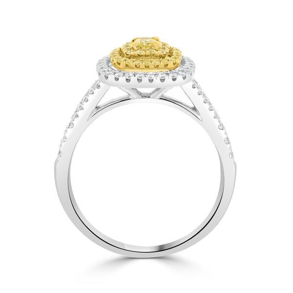 0.11tct Yellow Diamonds Rings With 0.52tct Diamonds Set In 18kt Two Tone Gold