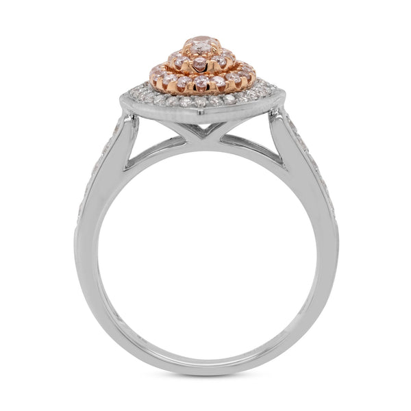 0.74Tct Pink Diamond Ring with 0.58tct Diamonds In 18K Two Tone Gold