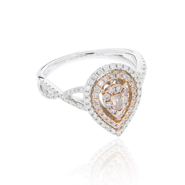 0.07tct Pink Diamond Ring With 0.58tct Diamonds Set In 18K White Gold