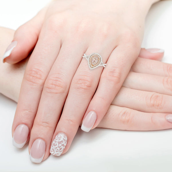 0.07tct Pink Diamond Ring With 0.58tct Diamonds Set In 18K White Gold