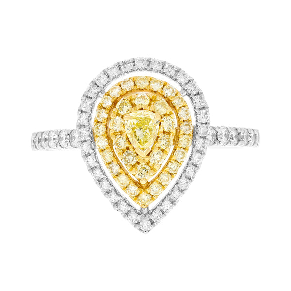 0.15tct Yellow Diamonds Ring With 0.65tct Diamonds Set In 18K Two Tone Gold