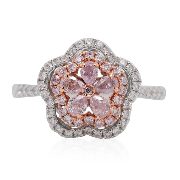 0.38Tct Pink Diamond Ring With 0.38Tct Diamonds  In 18K Two Tone Gold