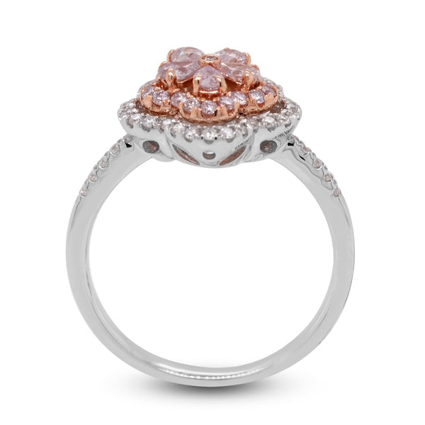 0.38Tct Pink Diamond Ring With 0.38Tct Diamonds  In 18K Two Tone Gold