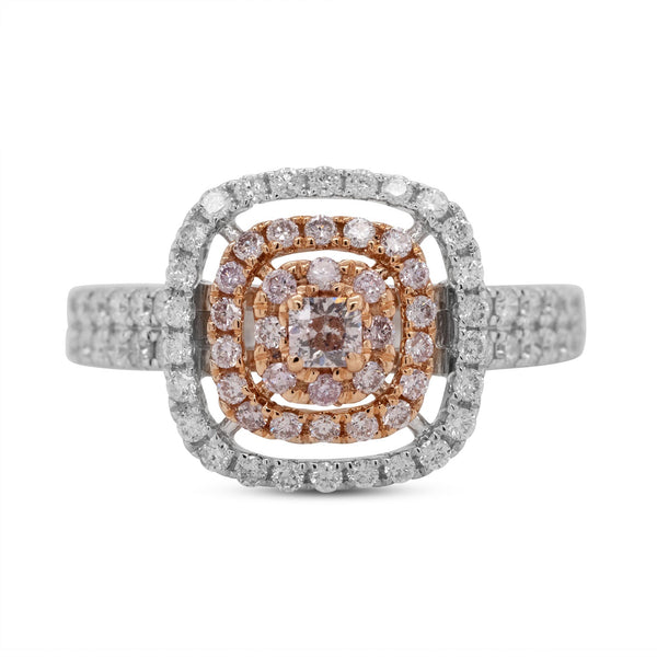0.14Ct Pink Diamond Ring With 0.73Tct In 18K Two Tone Gold