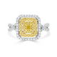 0.15ct Yellow Diamond Rings with 0.75tct Diamond set in 14K Two Tone Gold