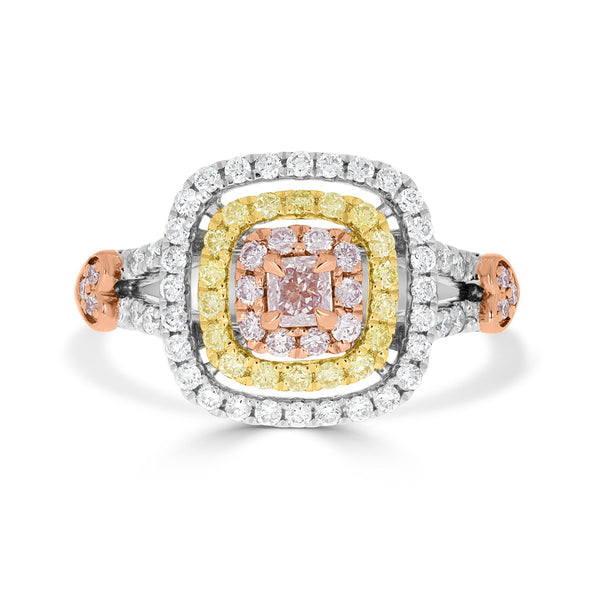 0.18ct Pink Diamond Ring with 0.77tct Diamonds set in 14K Two Tone Gold
