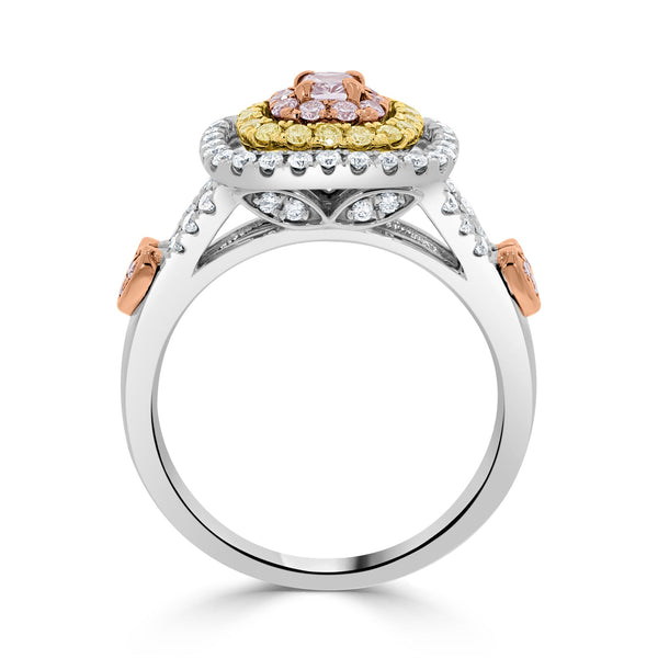 0.18ct Pink Diamond Ring with 0.77tct Diamonds set in 14K Two Tone Gold