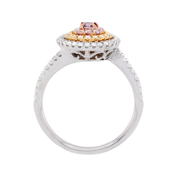 0.19Ct Pink Diamond Ring With 0.60Tct Diamonds With 18K Two Tone Gold