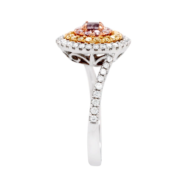 0.19Ct Pink Diamond Ring With 0.60Tct Diamonds With 18K Two Tone Gold