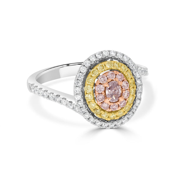 0.13 Pink Diamond Rings with 0.64tct Diamond set in 14K Two Tone Gold