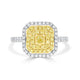 0.12ct Yellow Diamond Ring with 0.83tct Diamonds set in 14K Two Tone Gold
