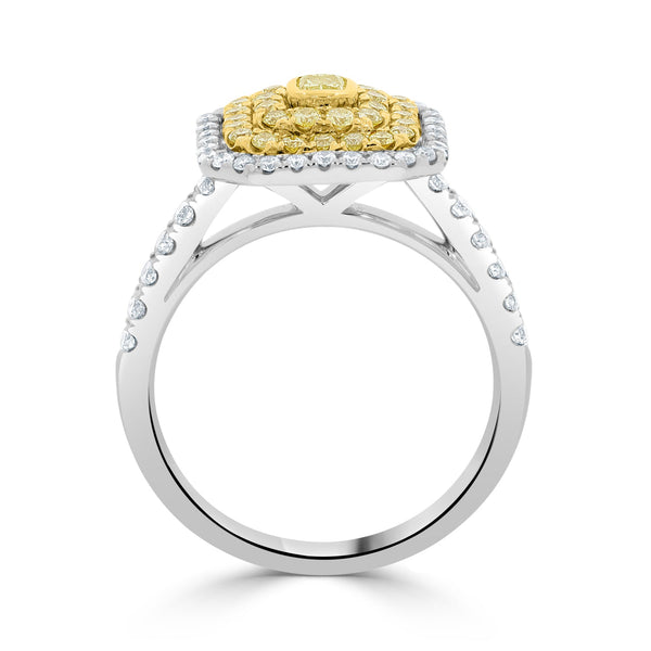 0.12ct Yellow Diamond Ring with 0.83tct Diamonds set in 14K Two Tone Gold