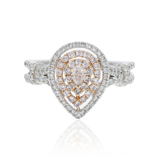 0.09tct Pink Diamond Ring With 0.08tct Diamonds Set In 18kt Two Tone Gold
