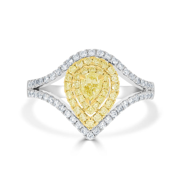 0.23tct Yellow Diamond Ring with 0.63tct Diamonds set in 14K Two Tone gold