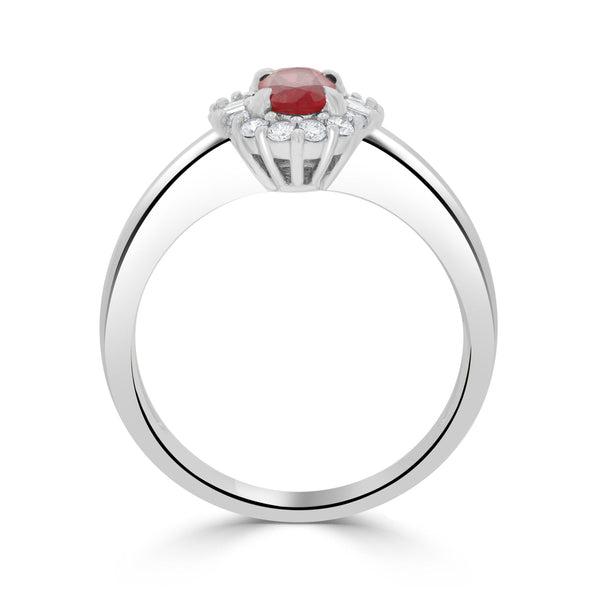 0.81Ct Ruby Ring With 0.14Tct Diamonds Set In 14K Yellow Gold