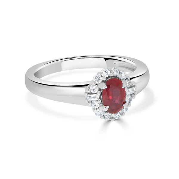 0.81Ct Ruby Ring With 0.14Tct Diamonds Set In 14K Yellow Gold
