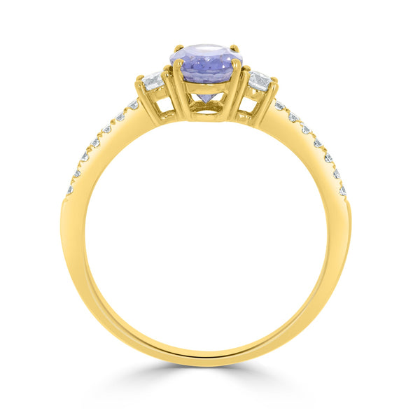 1.23ct Sapphire Rings with 0.25tct diamonds set in 14KT yellow gold