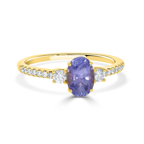 1.23ct Sapphire Rings with 0.25tct diamonds set in 14KT yellow gold