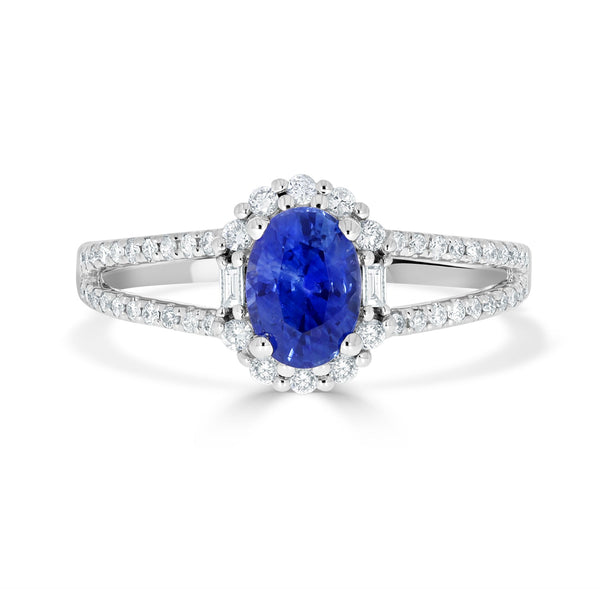 1.15ct sApphire Ring with 0.27tct Diamonds set in 14K White Gold