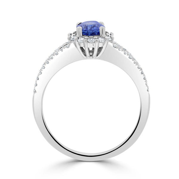 1.15ct sApphire Ring with 0.27tct Diamonds set in 14K White Gold