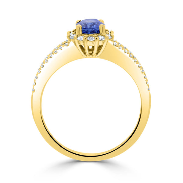 1.46ct sapphire Ring with 0.27tct Diamonds set in 14K Yellow Gold