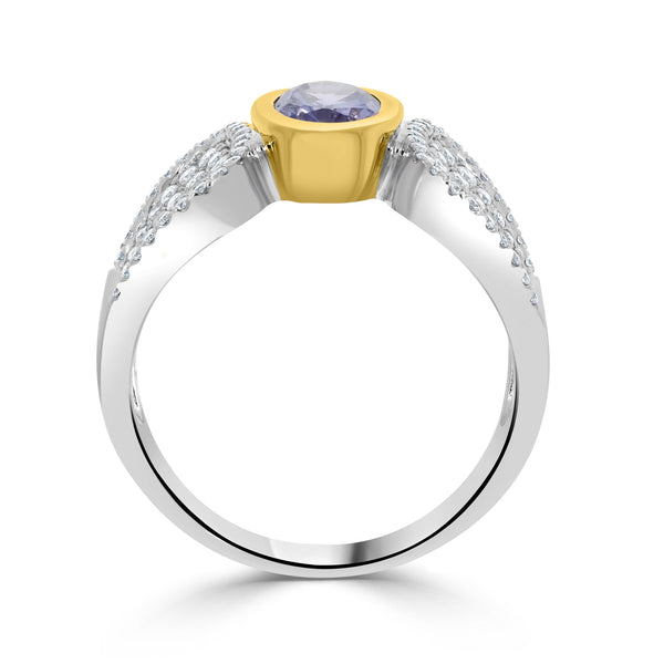 1.19ct Sapphire Rings with 0.53tct diamonds set in 14KT two tone gold