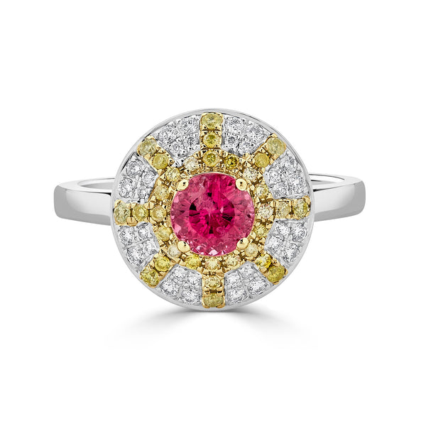 1.01ct Spinel ring with 0.37tct diamonds set in 14K two tone gold