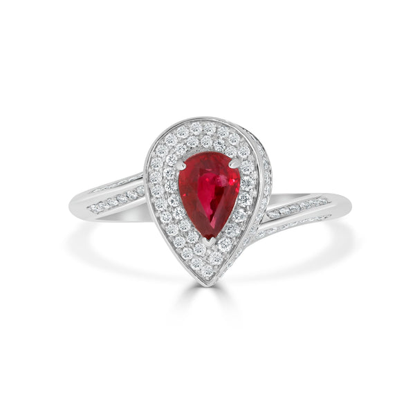 0.77Ct Ruby Ring With 0.27Tct Diamonds Set In 18K White Gold