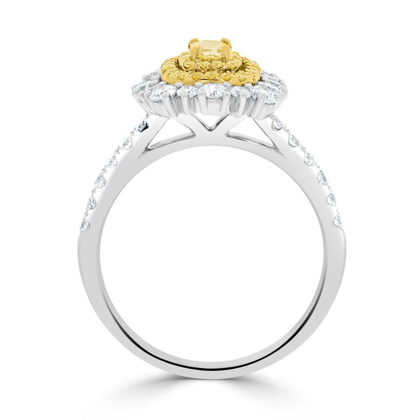 0.25ct Yellow Diamond Ring with 0.95tct Diamonds set in 14K Two Tone Gold