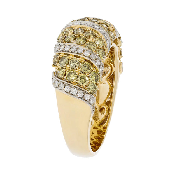 1.45tct Yellow Diamond Ring With 0.26tct Diamonds With 14kt Yellow Gold