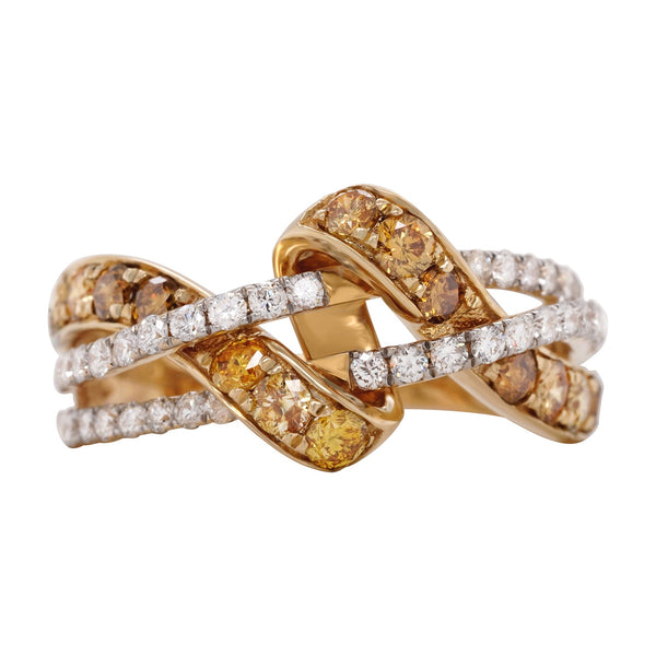 0.64ct Orange Diamonds Rings with 0.44ct diamonds set in 14K yellow gold