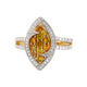 0.52ct Yellow Diamond Ring With 0.35Tct White Diamond Hug Halo In 14Kt Yellow Gold