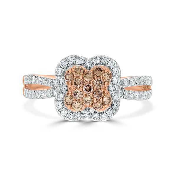 0.28tct Pink Diamonds ring with 0.43tct diamonds set in 14K rose gold