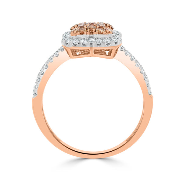 0.28tct Pink Diamonds ring with 0.43tct diamonds set in 14K rose gold
