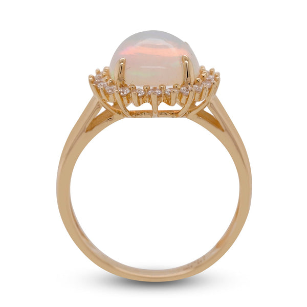 2.48ct Opal ring with 0.26tct diamonds set in 14K yellow gold