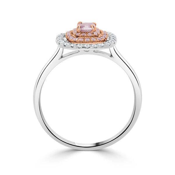 0.19ct Pink Diamond Ring with 0.27tct Diamonds set in 14K Two Tone Gold
