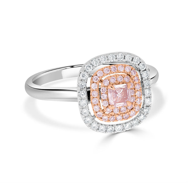 0.19ct Pink Diamond Ring with 0.27tct Diamonds set in 14K Two Tone Gold