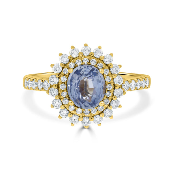 1.27ct Sapphire Rings  with 0.54tct diamonds set in 14KT yellow gold