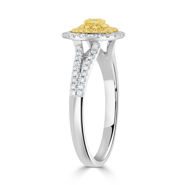 0.12ct Yellow Diamond Rings with 0.36tct Diamond set in 14K Two Tone Gold