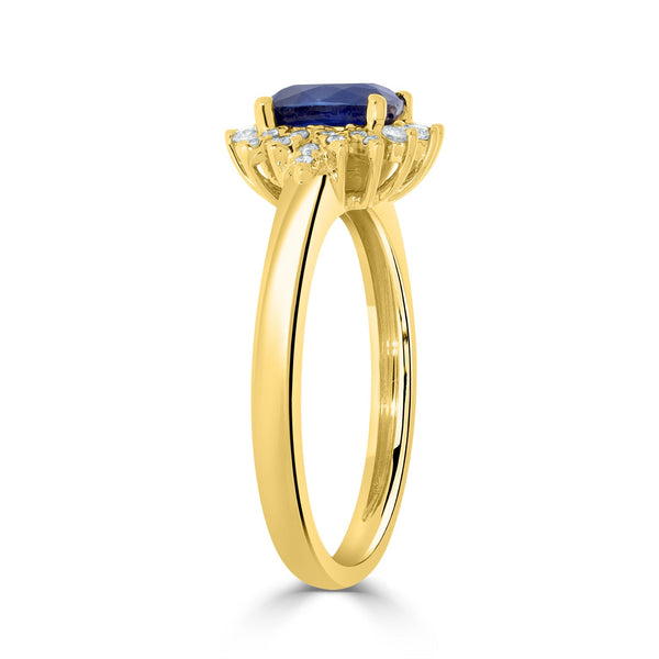 1.16ct Sapphire Ring with 0.19tct Diamonds set in 14K Yellow Gold