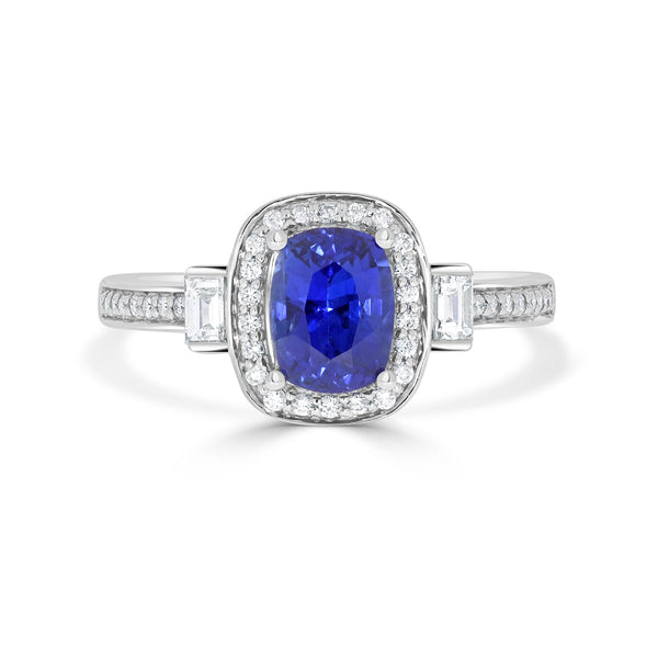 1.46ct Sapphire Ring with 0.27tct Diamonds set in 14K White Gold