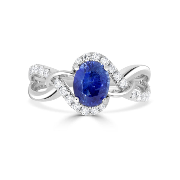 1.73ct Sapphire Ring with 0.3tct Diamonds set in 14K White Gold