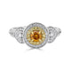 0.32ct Orange Diamond ring with 0.45tct diamond accents set in 14K two tone gold
