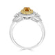 0.32ct Orange Diamond ring with 0.45tct diamond accents set in 14K two tone gold
