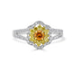 0.28ct Orange Diamond ring with 0.61tct diamonds accents set in 14K two tone gold