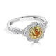 0.20ct Orange Diamond ring with 0.57tct diamond accents set in 14K two tone gold