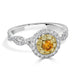 0.19ct Orange Diamond ring with 0.69tct diamond accents set in 14K two tone gold