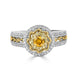 0.26ct Orange Diamond ring with 0.37tct diamond accents set in 14K two tone gold